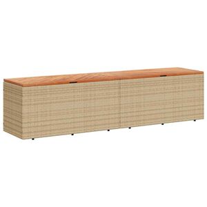 vidaXL Bo&icirc;te de rangement de jardin beige r&eacute;sine tress&eacute;e bois d'acacia