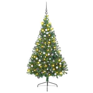 vidaXL Sapin de No&euml;l artificiel pr&eacute;-&eacute;clair&eacute; Vert 180 cm PVC