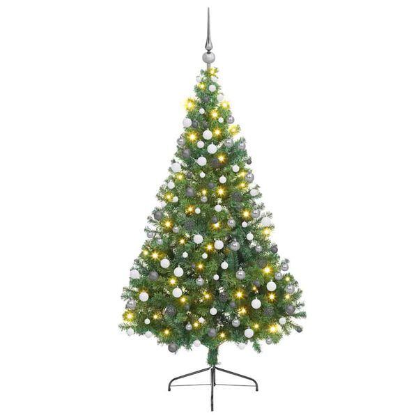 vidaXL Sapin de No&euml;l artificiel pr&eacute;-&eacute;clair&eacute; Vert 180 cm PVC
