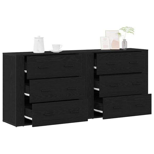 vidaXL Buffet Ch&ecirc;ne noir 160 x 33 x 70 cm Bois d'ing&eacute;nierie