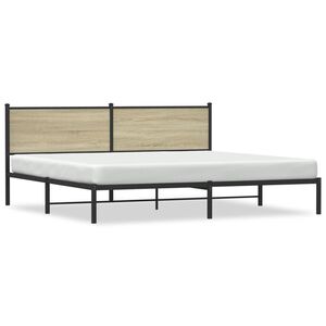 vidaXL Cadre de lit en m&eacute;tal sans matelas ch&ecirc;ne sonoma 200x200 cm