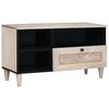 vidaXL Meuble TV Blanc Blanchi 80 x 33 x 46 cm Bois de mangue massif