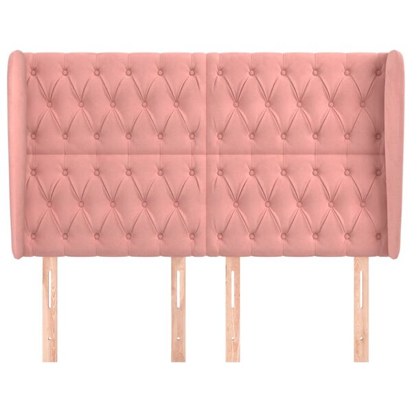 vidaXL T&ecirc;te de lit avec oreilles Rose 163x23x118/128 cm Velours