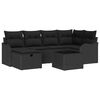 vidaXL Ensemble de canapé de jardin avec coussin 7 pcs Noir Poly rotin