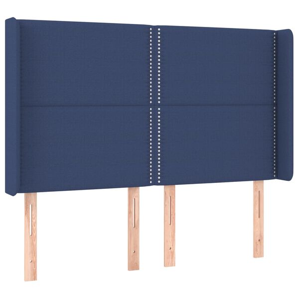vidaXL T&ecirc;te de lit avec oreilles Bleu 147x16x118/128 cm Tissu