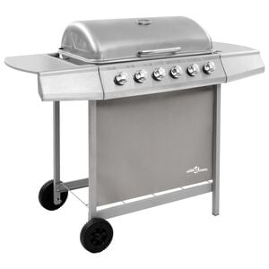 vidaXL Barbecue gril &agrave; gaz avec 6 br&ucirc;leurs Argent&eacute;