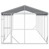 vidaXL Chenil d'ext&eacute;rieur pour chiens avec toit argent&eacute; 3x9x2,5 m