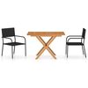 vidaXL Ensemble &agrave; manger de jardin 3 pcs R&eacute;sine tress&eacute;e et acacia Noir