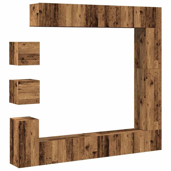 vidaXL Ensemble de meuble TV mural 9 pcs vieux bois bois d'ing&eacute;nierie