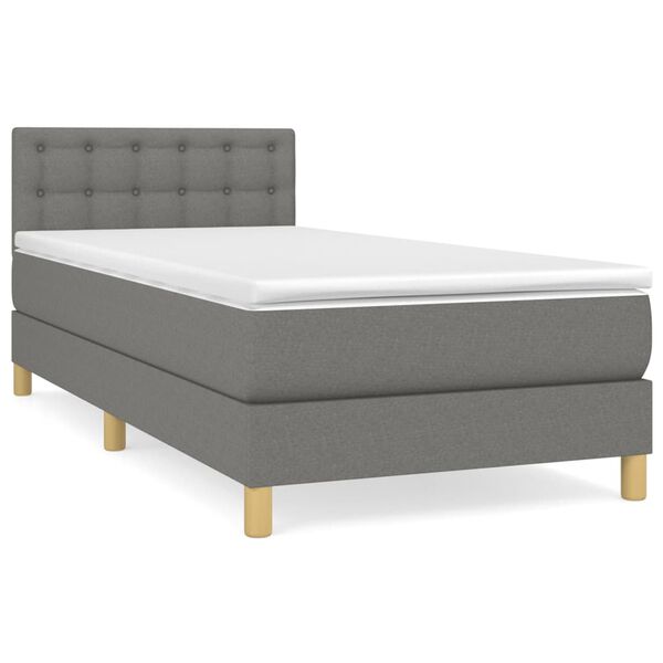 vidaXL Sommier &agrave; lattes de lit avec matelas Gris fonc&eacute; 90x200 cm Tissu
