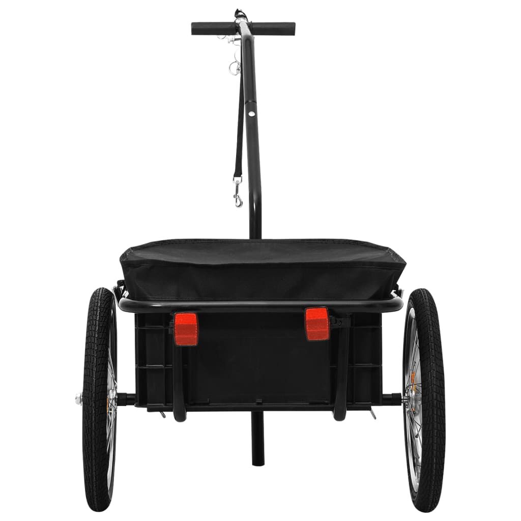 Remorque Vélo VIDAXL 50kg - Chariot Transport Acier Noir - 130x73x48.5cm - Pliable, Pour Courses/Jardin