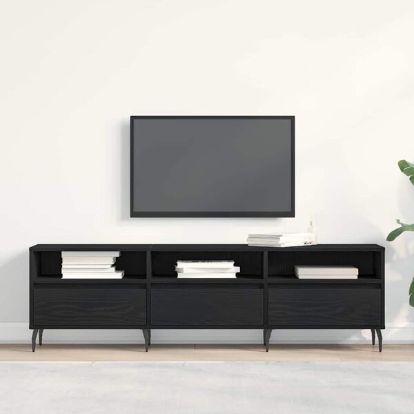 vidaXL Meuble TV Ch&ecirc;ne noir 150 x 30 x 44,5 cm Bois d'ing&eacute;nierie