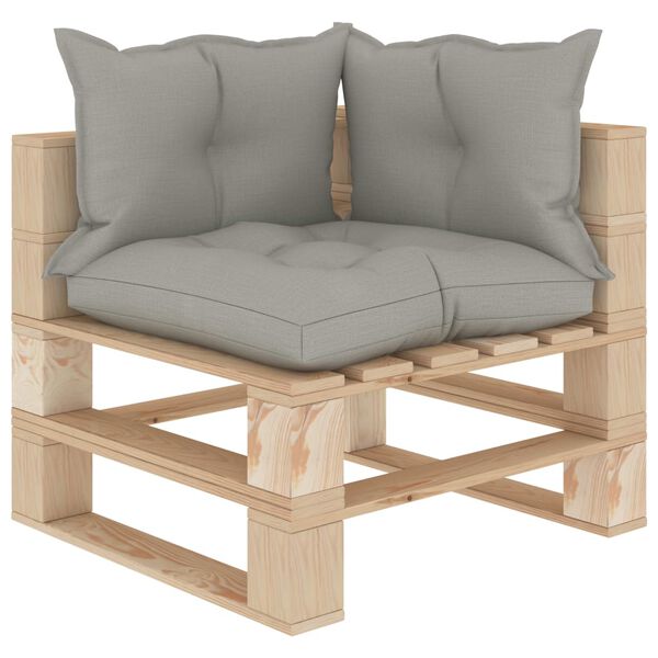 vidaXL Canap&eacute; d'angle palette de jardin avec coussins taupe bois