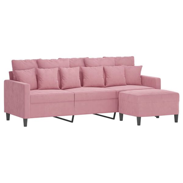 vidaXL Canap&eacute; &agrave; 3 places avec repose-pieds Rose 180 cm Velours