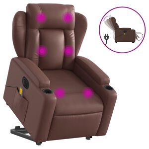 vidaXL Fauteuil inclinable de massage &eacute;lectrique marron similicuir