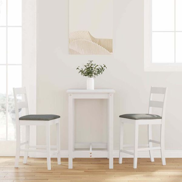vidaXL Tabourets de bar avec coussins 2 pcs blanc bois massif d'hévéa