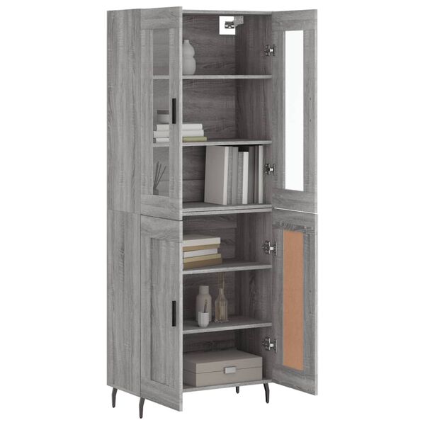 vidaXL Buffet haut Sonoma gris 69,5x34x180 cm Bois d'ing&eacute;nierie