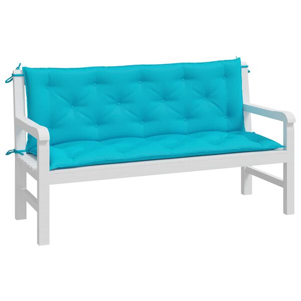 vidaXL Coussins de banc de jardin lot de 2 turquoise 150x50x7 cm tissu