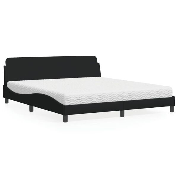 vidaXL Lit avec matelas Dover noir 180x200 cm tissu
