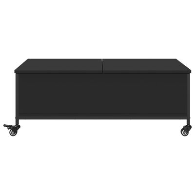 vidaXL Table basse avec roulettes noir 91x55x34 cm bois d'ingénierie