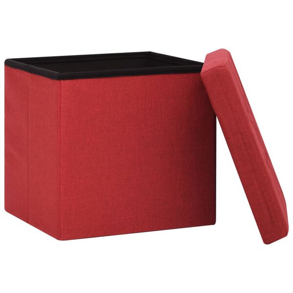 vidaXL Tabouret de rangement pliable Rouge bordeaux Faux lin