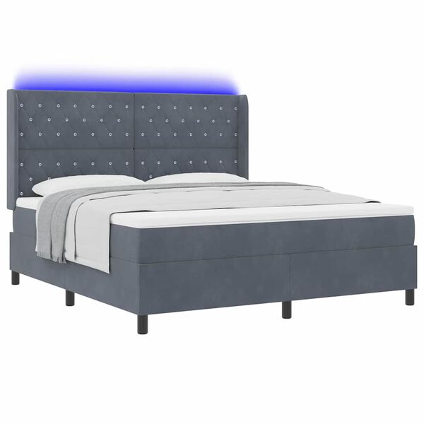 vidaXL Lit &agrave; ressorts avec matelas Gris fonc&eacute; 180 x 200 cm Velours