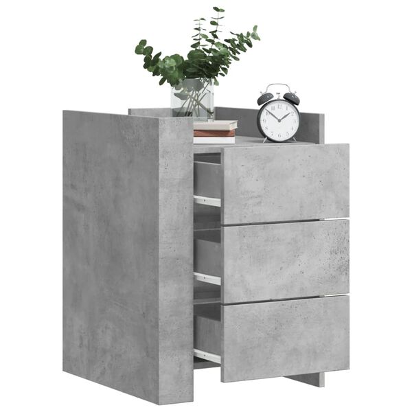 vidaXL Table de chevet gris b&eacute;ton 45x50x65 cm bois d'ing&eacute;nierie