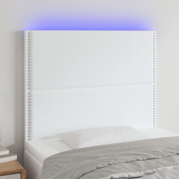 vidaXL T&ecirc;te de lit &agrave; LED Blanc 80x5x118/128 cm Similicuir