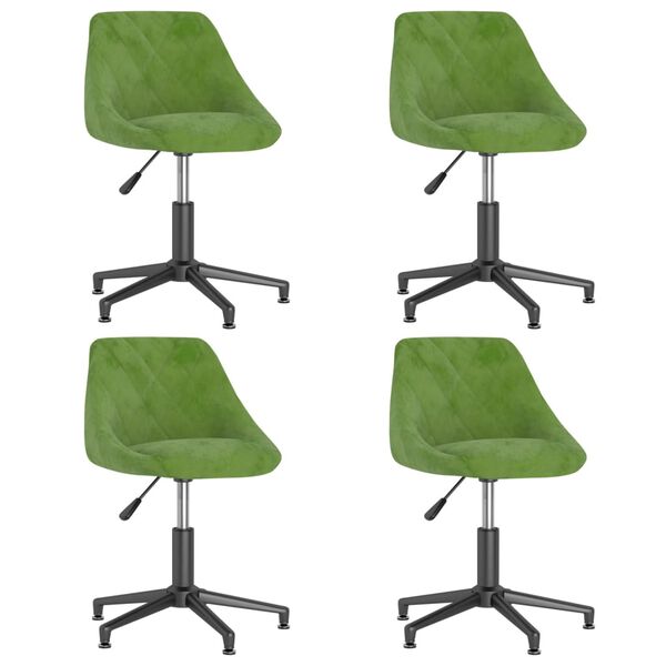 vidaXL Chaises pivotantes &agrave; manger lot de 4 vert clair velours