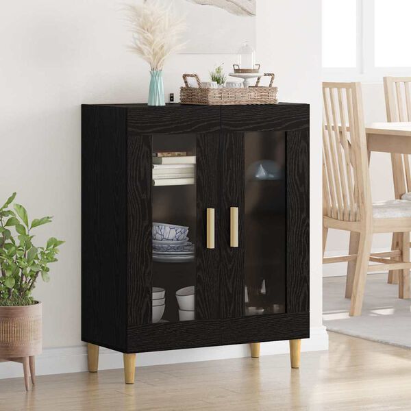 vidaXL Buffet Ch&ecirc;ne noir 69,5 x 34 x 90 cm Bois d'ing&eacute;nierie