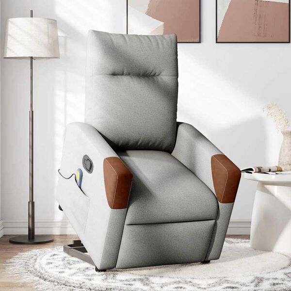 vidaXL Fauteuil de massage inclinable gris nuage tissu