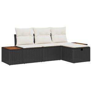 vidaXL Ensemble de canap&eacute; de jardin avec coussin 4 pcs Noir Poly rotin