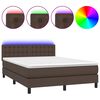 vidaXL Sommier &agrave; lattes de lit avec matelas et LED Marron 140x200cm