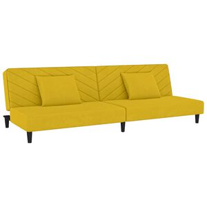 vidaXL Canap&eacute;-lit &agrave; 2 places avec deux oreillers Jaune Velours
