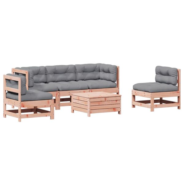 vidaXL Salon de jardin 6 pcs avec coussins bois massif Douglas