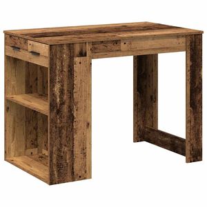 vidaXL Bureau avec tiroir et &eacute;tag&egrave;re vieux bois bois d'ing&eacute;nierie