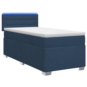 vidaXL Lit de box spring avec matelas et LED Bleu 100 x 200 cm Tissu