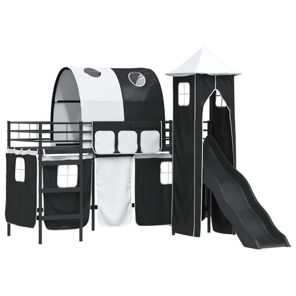 vidaXL Lit mezzanine pour enfants Noir 99,5 x 190 cm M&eacute;tал