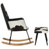 vidaXL Chaise &agrave; bascule avec repose-pied Noir Cuir v&eacute;ritable