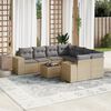 vidaXL Salon de jardin avec coussins 9 pcs beige résine tressée