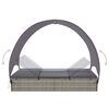 vidaXL Chaise longue double avec auvent R&eacute;sine tress&eacute;e Gris