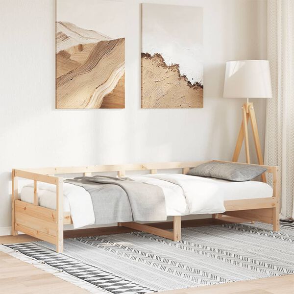 vidaXL Lit de jour sans matelas naturel 90x200 cm bois pin massif