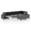 vidaXL Salon de jardin 10 pcs avec coussins R&eacute;sine tress&eacute;e Gris fonc&eacute;