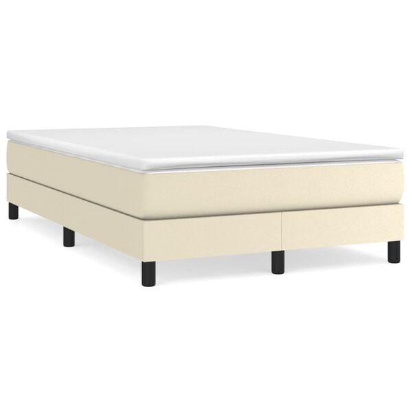 vidaXL Sommier &agrave; lattes de lit avec matelas Cr&egrave;me 120x200cm Similicuir