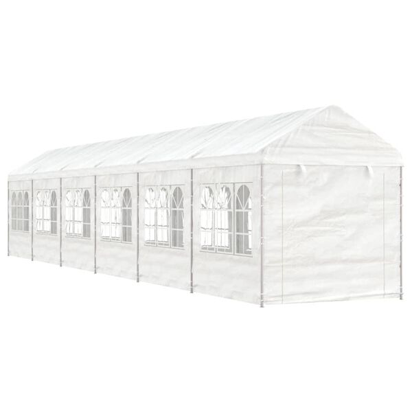 vidaXL Belv&eacute;d&egrave;re avec toit blanc 13,38x2,28x2,69 m poly&eacute;thyl&egrave;ne