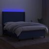 vidaXL Sommier &agrave; lattes de lit matelas et LED Bleu 140x190 cm Tissu