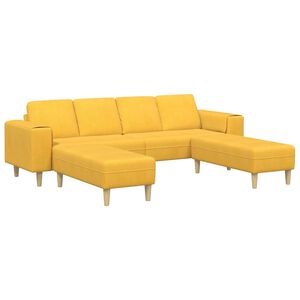 vidaXL Canap&eacute; Jaune clair 250 x 188 x 76 cm Tissu en velours c&ocirc;tel&eacute;