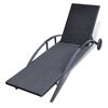 vidaXL Chaise longue avec coussin et roues R&eacute;sine tress&eacute;e Noir