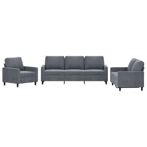 vidaXL Ensemble de canap&eacute;s 3 pcs avec coussins Gris fonc&eacute; Velours