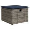 vidaXL Tabouret de Jardin avec coussin Gris 55 x 55 x 37 cm polyrotin